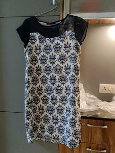 109 F Navy Blue Sheer Shift Dress