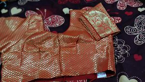 Red &amp; Gold Embroidered Blouse