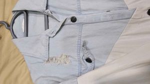 Denim &amp; White Panel Shirt