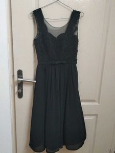 Black Lace Detail Party Dress