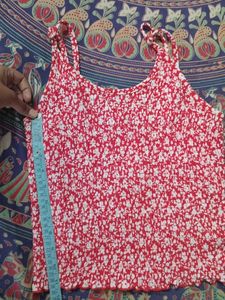 Red &amp; White Floral Smocked Tank Top