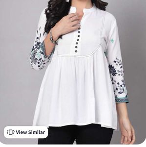 White Floral Printed Aline Top