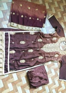 Brown Salwar Suit With Dupatta