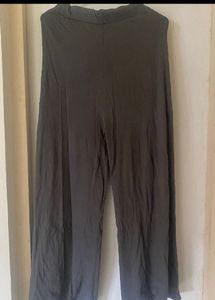 Black Linen Cotton Blend Pants And Flowy Pant