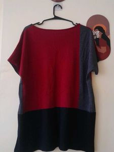 Color Blocked Tee oversided knee t-shirt