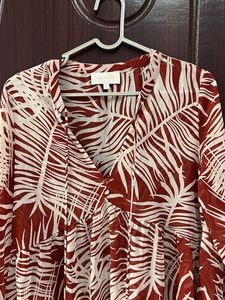red chiffon Print Top
