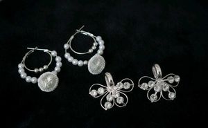 New 2 pairs ofSparkling Silver Tone Earring Set