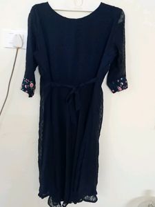 Navy Blue Kurta With attached Jacket