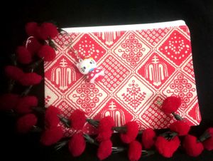 Red Patterned Pouch