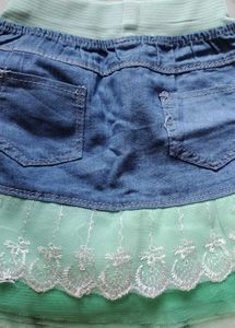 Cute Denim &amp; Lace Skirt