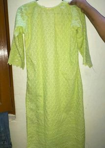 Lime Green Embroidered Kurti
