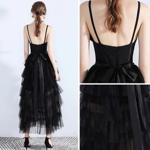 Black Belt Tiered Tulle Dress