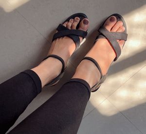 Black Wedge Sandals
