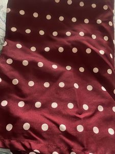 Maroon Polka Dot Cold Shoulder Top