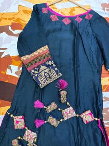 Teal Kurti with Pink Details