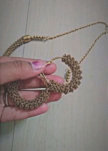 Golden Earrings And Necklace