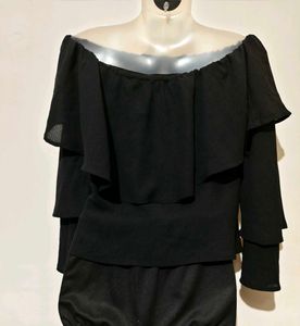 🎄Buy 2, Get 1 Free🎁Black Off-Shoulder Top