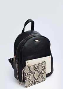 Black Faux Leather Backpack
