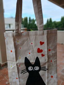 Cat Print Tote Bag| handpainted