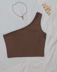 Urbanic Brown One Shoulder Crop Top