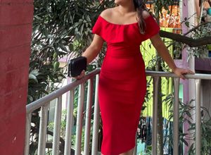 Zara Red Off Shoulder Bodycon
