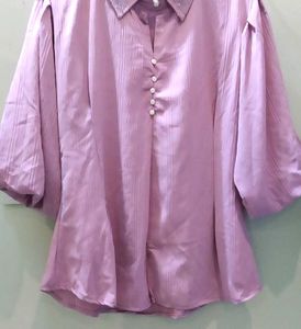 Vintage Lavender Blouse with Embellished Collar