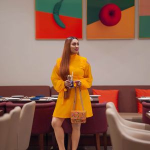 Shoulder cutout flare dress