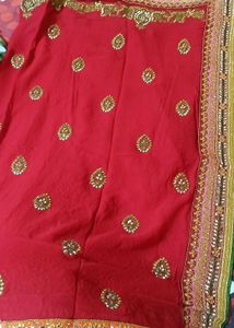 Sale- Red Heavy Saree with green blouse