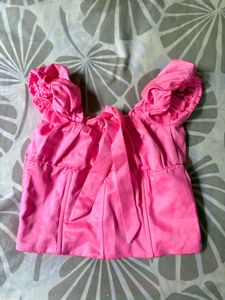 Pink Ruffle Crop Top