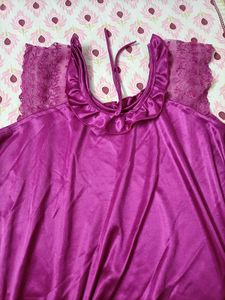 Purple Satin & Lace Nightgown