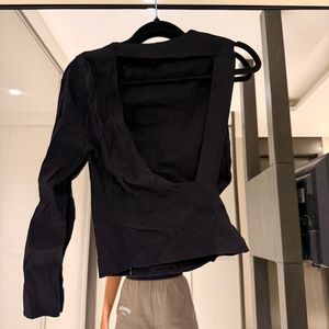 Backless Black Long Sleeve Top