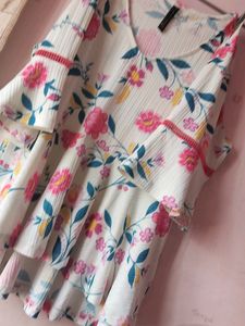 Off White Deep V Neck Top