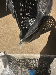 Zara Leather Woven Ankle Boots