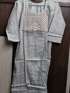 Embroidered Kurti - Beige
