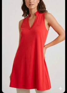 Chic Red Sleeveless Tunic Top❤️