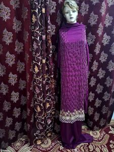 Elegant Purple Kurta Set with bridal clutch freebe