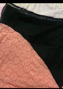 Peach Black Net Top