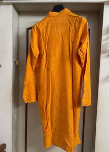 Orange Men Cotton Kurta