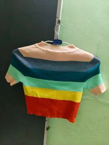 Rainbow Striped Cropped Top
