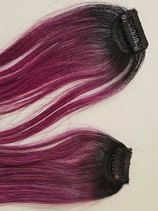 Clip On Purple Ombre Hair Streaks ( Set of 2)