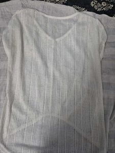 Sheer White V-Neck Top