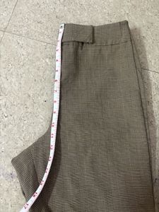 High Waist Beige Checked Formal Pants