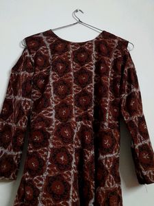 Patterned Cold Shoulder Dress