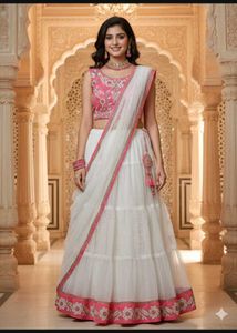 Elegant Pink Sleeveless Lehenga Choli