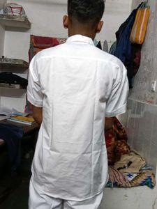 best white pant&amp;shirt combo for students Mens