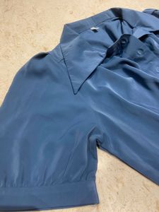 blue satin crop top