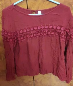 Maroon Floral Long Sleeve Top