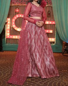 Maroon & Silver Lehenga