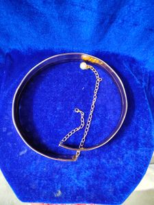 Gold-tone Bangle Bracelet with Chain