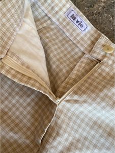 Checked button pants